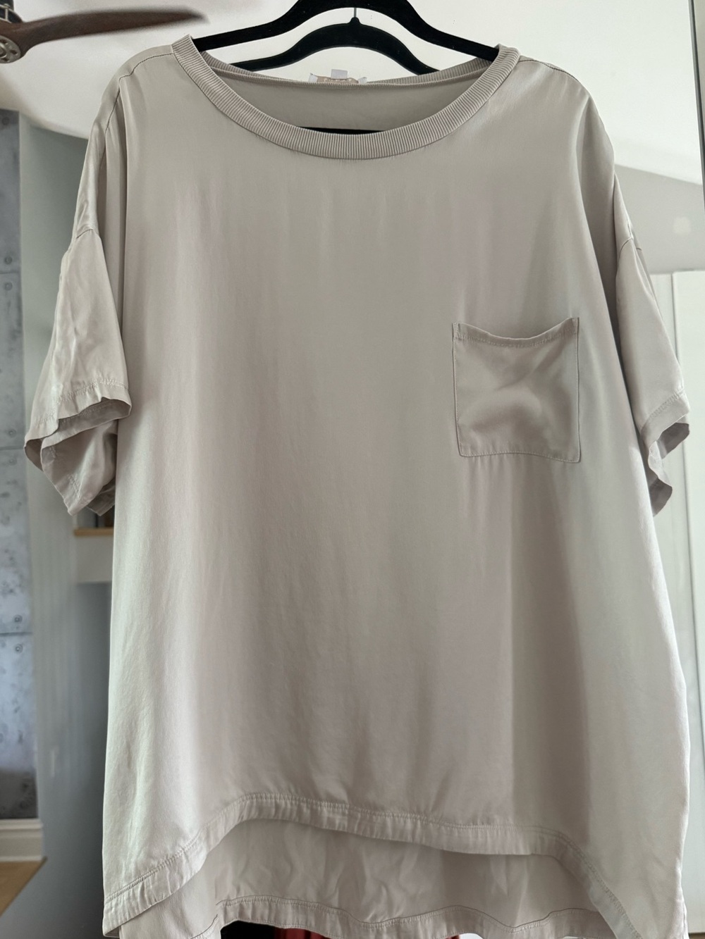 Lunya washable silk tee pajamas champagne grey XL top - Picture 2 of 6